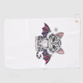 geborduurde kattenbat Classic T-Shirt Golfhanddoek (Horizontaal)