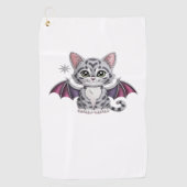 geborduurde kattenbat Classic T-Shirt Golfhanddoek (Voorkant)