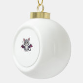 geborduurde kattenbat Classic T-Shirt Keramische Bal Ornament (Rechts)