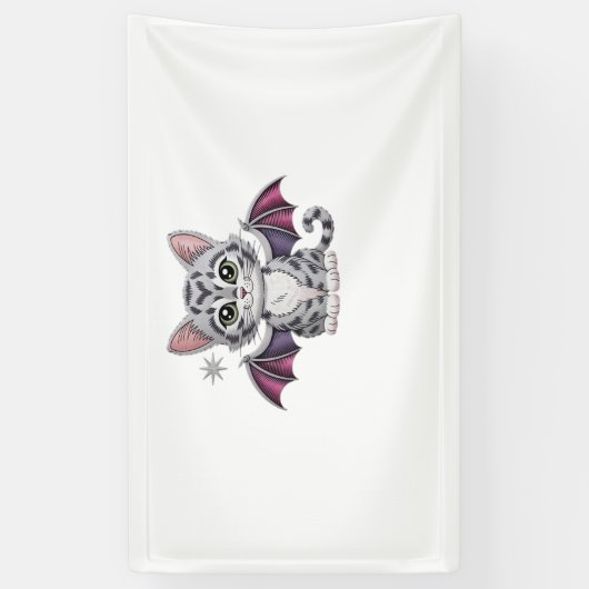 geborduurde kattenbat Classic T-Shirt Spandoek (Verticaal)