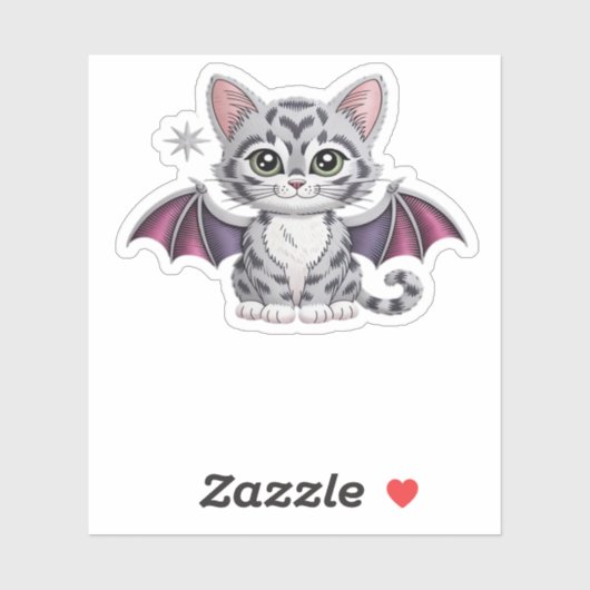 geborduurde kattenbat Classic T-Shirt Sticker (Vel)