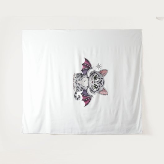 geborduurde kattenbat Classic T-Shirt Wandkleed (Voorkant (horizontaal))