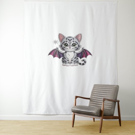 geborduurde kattenbat Classic T-Shirt Wandkleed (In situ)