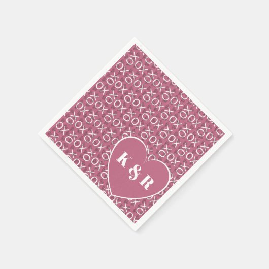 Geborduurde Knuffels Kusjes XOXO Roze Valentijnsda Servet (Hoek)