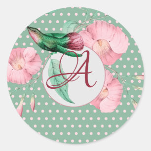 Geborduurde Kolibrie Mintgroene Roze Decoratie Cak Ronde Sticker