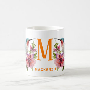 Geborduurde kolibrie Monogram Naam Gepersonaliseer Koffiemok