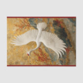 Geborduurde kraan & rode bloesems BW5 Decoupage Tissuepapier (Voorkant)