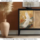 Geborduurde kraan & rode bloesems BW5 Decoupage Tissuepapier