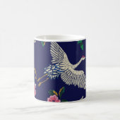 Geborduurde kranen en bloemen,  naadloos p koffiemok (Center)