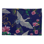 Geborduurde kranen en bloemen,  naadloos p kussensloop (Achterkant)