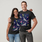 Geborduurde kranen en bloemen,  naadloos p t-shirt (Unisex)