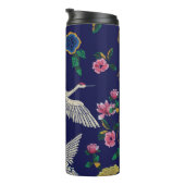 Geborduurde kranen en bloemen,  naadloos p thermosbeker (Geroteerd rechts)