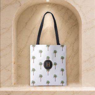 Geborduurde Kust Chic Palmboom Tote Bag