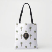 Geborduurde Kust Chic Palmboom Tote Bag (Voorkant)