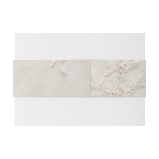 Geborduurde Lace Wedding Belly Band Uitnodigingen Wikkel (Achterkant Voorbeeld)