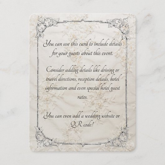 Geborduurde Lace Wedding Enclosure Kaart (Voorkant)
