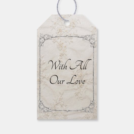 Geborduurde Lace Wedding Gift Label Cadeaulabel (Achterkant)