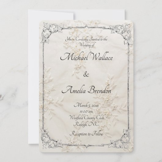 Geborduurde Lace Wedding Save the Date Kaart (Voorkant)