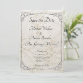 Geborduurde Lace Wedding Save the Date Kaart (Staand voorkant)