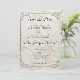 Geborduurde Lace Wedding Save the Date Kaart