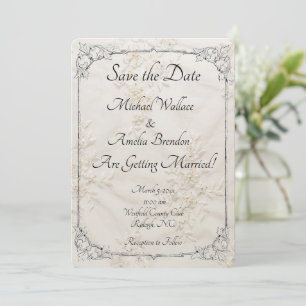 Geborduurde Lace Wedding Save the Date Kaart