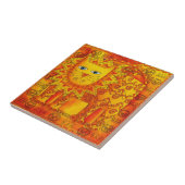 Geborduurde Leeuw Aquarel Illustratie Tegeltje (Zijkant)