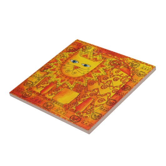 Geborduurde Leeuw Aquarel Illustratie Tegeltje (Zijkant)