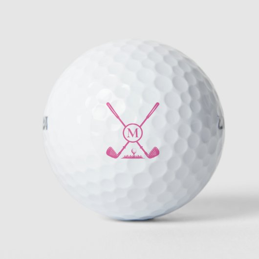 Geborduurde Letter Golfclub Moderne Roze Golfballen (Voorkant)