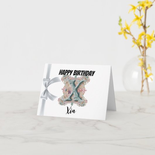 Geborduurde letter "X" Gefeliciteerd met je verjaa Kaart (Gele Bloem)