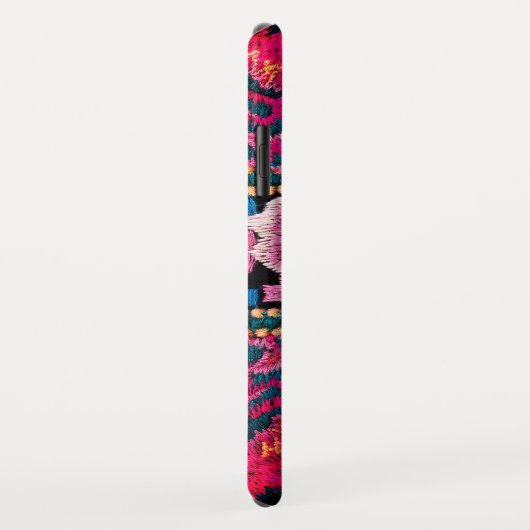 Geborduurde look bloemenboho zwart roze Case-Mate iPhone case (Achterkant/rechts)