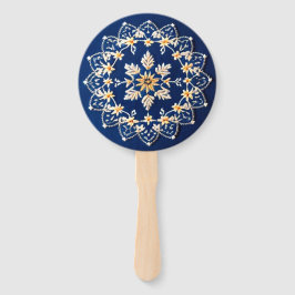 geborduurde look Blue Hand Fans Handwaaier