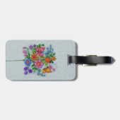Geborduurde look Kleurrijke bloemen vlinders Bagagelabel (Achterkant horizontaal)