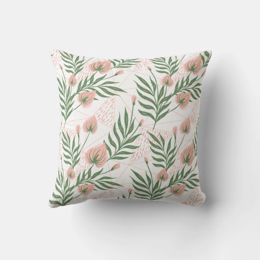 Geborduurde naam bloemen roze groen pastel patroon kussen (Achterkant)