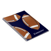 Geborduurde naam football Navy Blue Notitieboek (Rechterzijde)