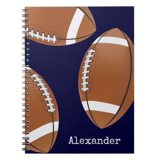 Geborduurde naam football Navy Blue Notitieboek (Voorkant)