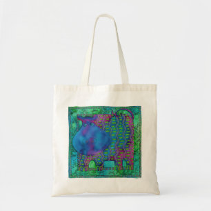 Geborduurde Nijlpaard Waterverf Illustratie Tote Bag