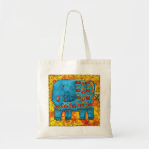 Geborduurde olifant waterverf illustratie tote bag