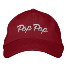 Geborduurde opa Pop Pop Rood Pet Gift