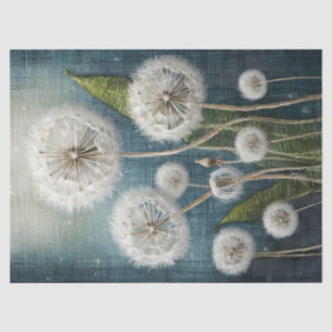 Geborduurde paardenbloemen, gezwollen en magisch tissuepapier