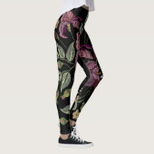 Geborduurde Paarse irissen zwarte achtergrond. Leggings (Rechts)