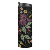 Geborduurde Paarse irissen zwarte achtergrond. Thermosbeker (Geroteerd rechts)