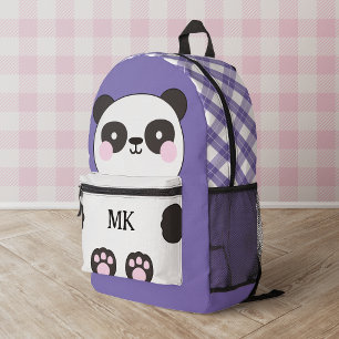 Geborduurde paarse knuffel panda kinderen bedrukte rugzak