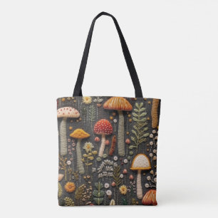 geborduurde paddenstoelen tote bag