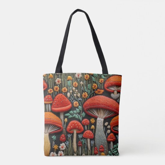 geborduurde paddenstoelen tote bag (Achterkant)
