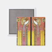 Geborduurde panelen van Margaret Macdonald Magneet (Voorkant / Achterkant)
