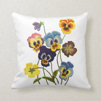 Geborduurde Pansies Kussen