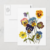 Geborduurde Parade van Pansies Briefkaart (Voorkant / Achterkant)