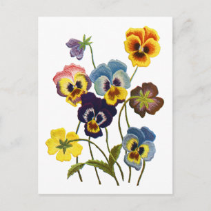 Geborduurde Parade van Pansies Briefkaart