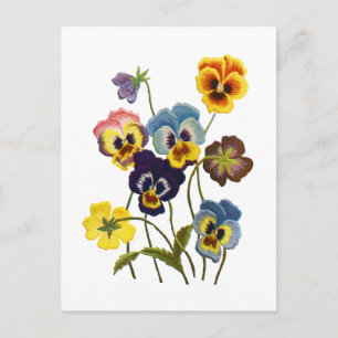 Geborduurde Parade van Pansies Briefkaart
