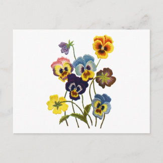 Geborduurde Parade van Pansies Briefkaart